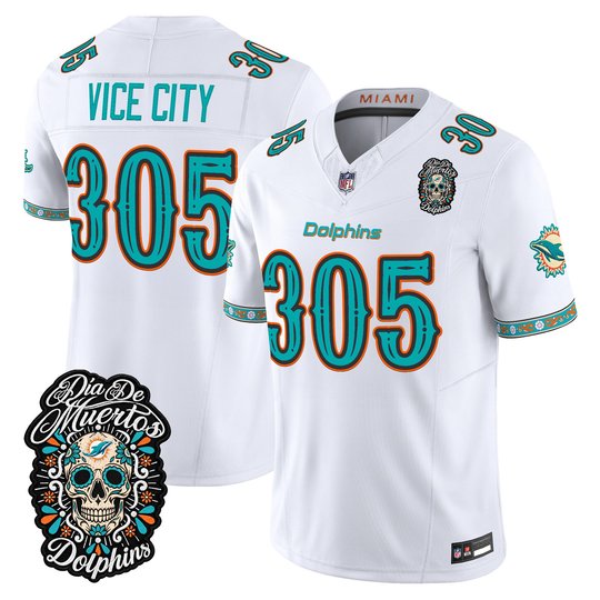 Men's Miami Dolphins Día de los Muertos Vapor Limited Jersey - All Stitched