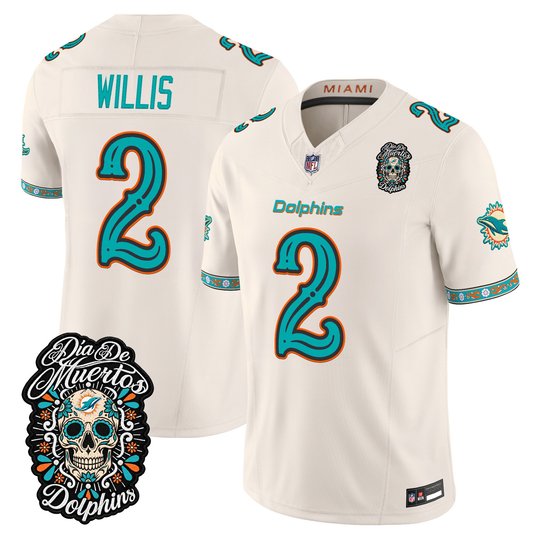 Men's Miami Dolphins Día de los Muertos Vapor Limited Jersey - All Stitched