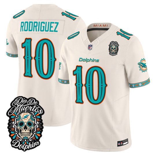 Men's Miami Dolphins Día de los Muertos Vapor Limited Jersey - All Stitched