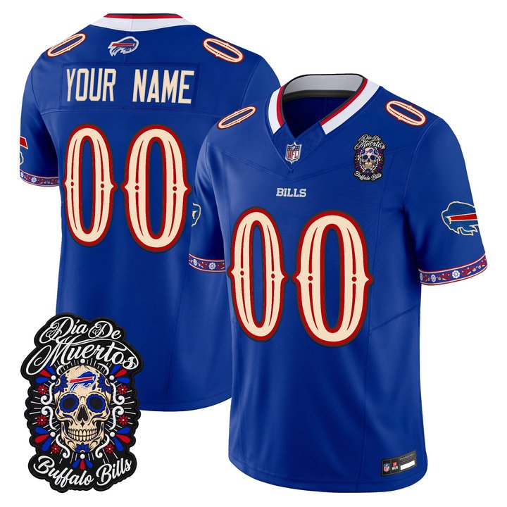 Buffalo Bills Día de los Muertos Vapor Limited Custom Jersey - All Stitched