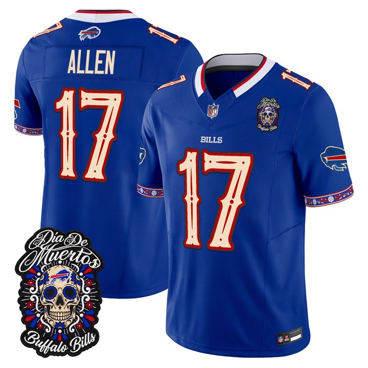 Men's Buffalo Bills Día de los Muertos Vapor Limited Jersey - All Stitched