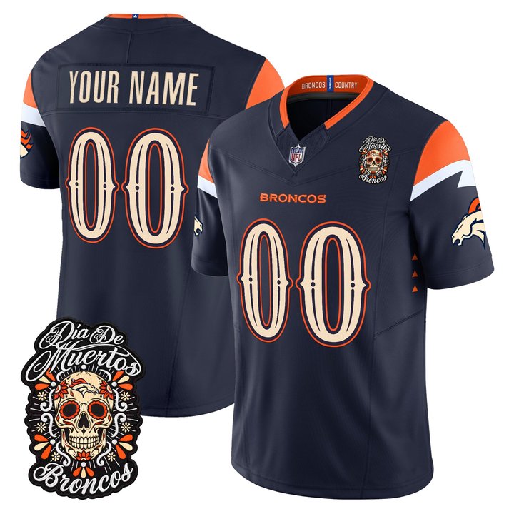 Denver Broncos Día de los Muertos Vapor Limited Custom Jersey - All Stitched