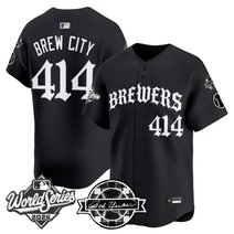 Men's Milwaukee Brewers 2026 World Series Vapor Premier Limited Jersey - Old English Edition - All Stitched