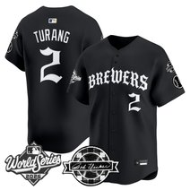 Men's Milwaukee Brewers 2026 World Series Vapor Premier Limited Jersey - Old English Edition - All Stitched