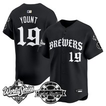 Men's Milwaukee Brewers 2026 World Series Vapor Premier Limited Jersey - Old English Edition - All Stitched