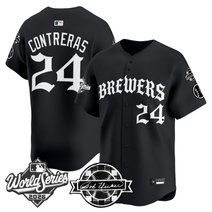 Men's Milwaukee Brewers 2026 World Series Vapor Premier Limited Jersey - Old English Edition - All Stitched