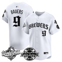 Men's Milwaukee Brewers 2026 World Series Vapor Premier Limited Jersey - Old English Edition - All Stitched
