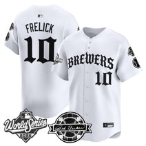 Men's Milwaukee Brewers 2026 World Series Vapor Premier Limited Jersey - Old English Edition - All Stitched