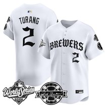 Men's Milwaukee Brewers 2026 World Series Vapor Premier Limited Jersey - Old English Edition - All Stitched