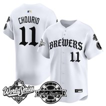 Men's Milwaukee Brewers 2026 World Series Vapor Premier Limited Jersey - Old English Edition - All Stitched