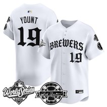 Men's Milwaukee Brewers 2026 World Series Vapor Premier Limited Jersey - Old English Edition - All Stitched