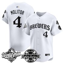 Men's Milwaukee Brewers 2026 World Series Vapor Premier Limited Jersey - Old English Edition - All Stitched