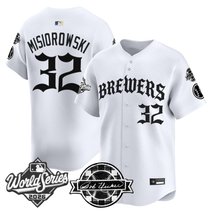 Men's Milwaukee Brewers 2026 World Series Vapor Premier Limited Jersey - Old English Edition - All Stitched