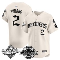 Men's Milwaukee Brewers 2026 World Series Vapor Premier Limited Jersey - Old English Edition - All Stitched