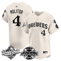 Men's Milwaukee Brewers 2026 World Series Vapor Premier Limited Jersey - Old English Edition - All Stitched