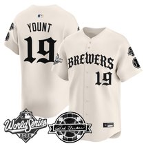 Men's Milwaukee Brewers 2026 World Series Vapor Premier Limited Jersey - Old English Edition - All Stitched