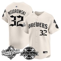 Men's Milwaukee Brewers 2026 World Series Vapor Premier Limited Jersey - Old English Edition - All Stitched