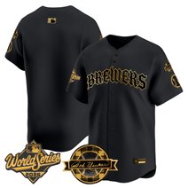 Men's Milwaukee Brewers 2026 World Series Vapor Premier Limited Jersey - Old English Edition - All Stitched