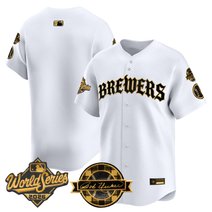 Men's Milwaukee Brewers 2026 World Series Vapor Premier Limited Jersey - Old English Edition - All Stitched