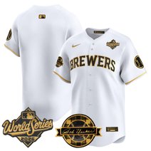 Men's Milwaukee Brewers 2026 World Series Vapor Premier Limited Jersey V2 - Bob Uecker Patch - All Stitched