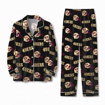 San Francisco 49ers Long Sleeve Satin Pajama Set V2