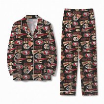 San Francisco 49ers Long Sleeve Satin Pajama Set V3
