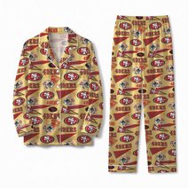 San Francisco 49ers Long Sleeve Satin Pajama Set V3