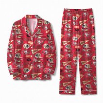 San Francisco 49ers Long Sleeve Satin Pajama Set V3