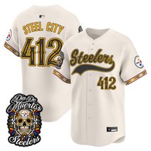 Men's Pittsburgh Steelers Día de los Muertos Vapor Limited Baseball Jersey - All Stitched