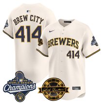 Men's Milwaukee Brewers 2026 World Series Champions Vapor Premier Limited Jersey - Bob Uecker Patch - All Stitched