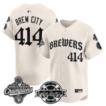 Men's Milwaukee Brewers 2026 World Series Champions Vapor Premier Limited Jersey - Old English Edition - All Stitched