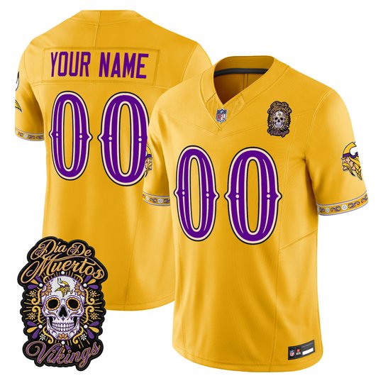 Minnesota Vikings Día de los Muertos Vapor Limited Custom Jersey - All Stitched