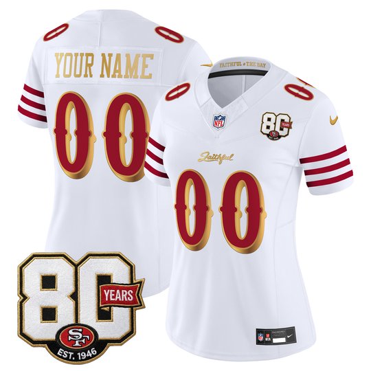 San Francisco 49ers 80th Anniversary Patch Vapor Limited Custom Jersey - Rivalries Edition - All Stitched