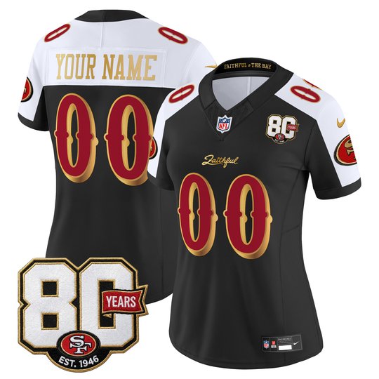 San Francisco 49ers 80th Anniversary Patch Vapor Limited Custom Jersey - Rivalries Edition - All Stitched