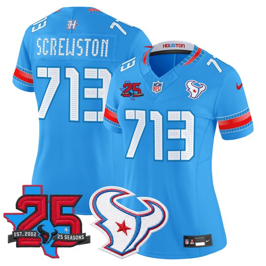 Women's Houston Texans 2026 "Rivalries" Vapor Limited Jersey - 25th Year Anniversary Patch - All Stitched