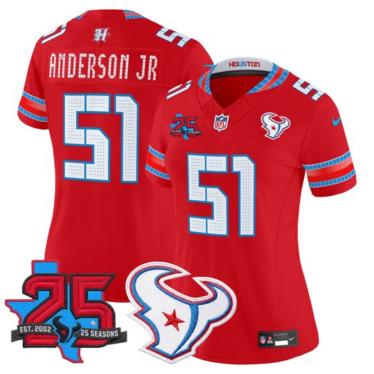 Women's Houston Texans 2026 "Rivalries" Vapor Limited Jersey - 25th Year Anniversary Patch - All Stitched