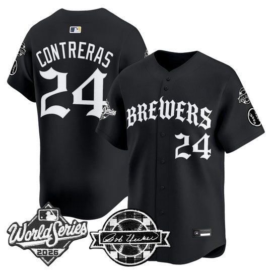 Men's Milwaukee Brewers 2026 World Series Vapor Premier Limited Jersey - Old English Edition - All Stitched