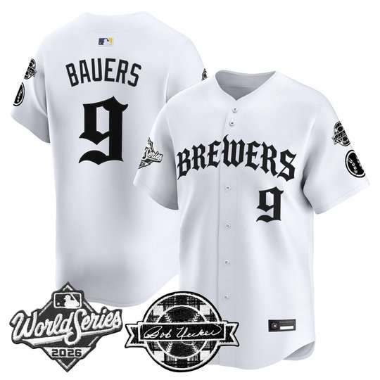 Men's Milwaukee Brewers 2026 World Series Vapor Premier Limited Jersey - Old English Edition - All Stitched