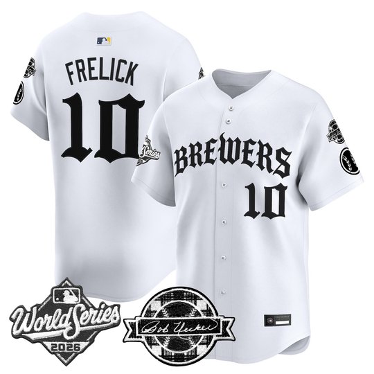 Men's Milwaukee Brewers 2026 World Series Vapor Premier Limited Jersey - Old English Edition - All Stitched