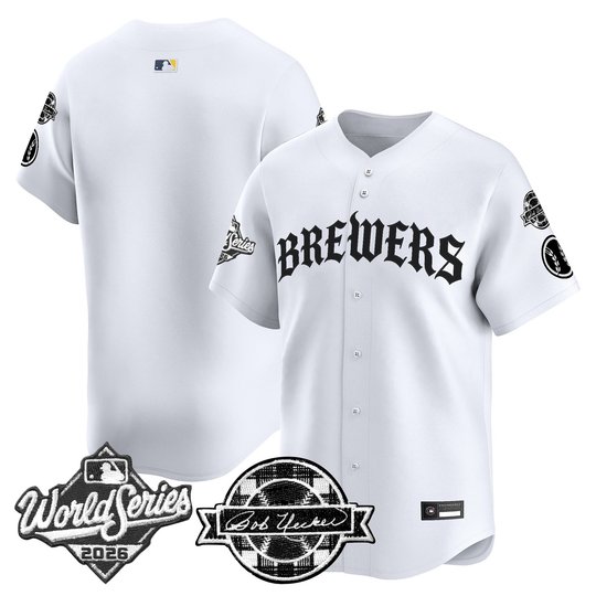 Men's Milwaukee Brewers 2026 World Series Vapor Premier Limited Jersey - Old English Edition - All Stitched