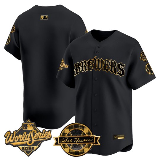 Men's Milwaukee Brewers 2026 World Series Vapor Premier Limited Jersey - Old English Edition - All Stitched