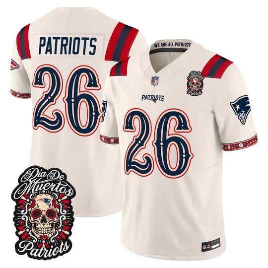 Men's New England Patriots Día de los Muertos Vapor Limited Jersey - All Stitched