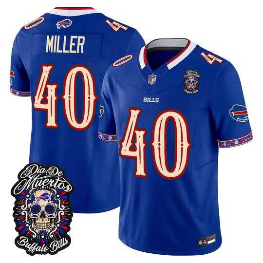 Men's Buffalo Bills Día de los Muertos Vapor Limited Jersey - All Stitched