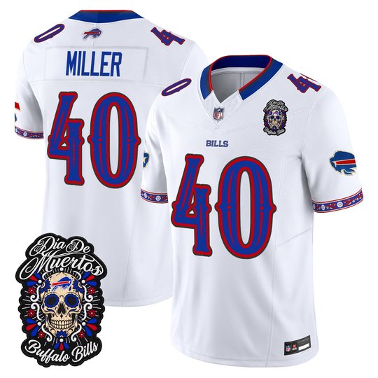 Men's Buffalo Bills Día de los Muertos Vapor Limited Jersey - All Stitched