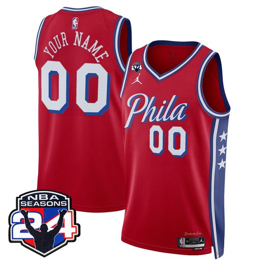 Philadelphia 76ers Custom Swingman Jersey - 24th Season Patch - All Stitched