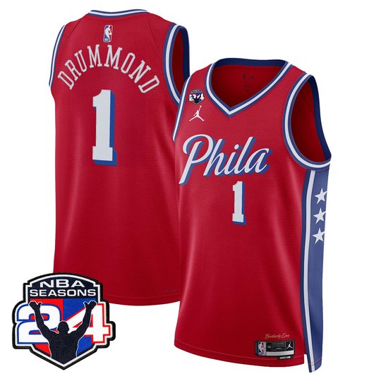 Men's Philadelphia 76ers Swingman Jersey - 24th Season Patch - All Stitched