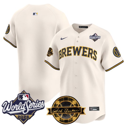 Men's Milwaukee Brewers 2026 World Series Vapor Premier Limited Jersey V2 - Bob Uecker Patch - All Stitched
