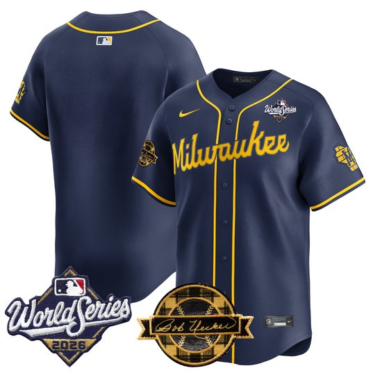 Men's Milwaukee Brewers 2026 World Series Vapor Premier Limited Jersey V2 - Bob Uecker Patch - All Stitched