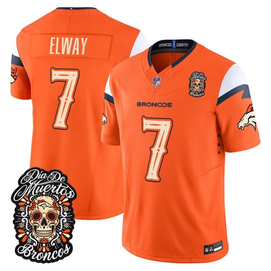 Men's Denver Broncos Día de los Muertos Vapor Limited Jersey - All Stitched