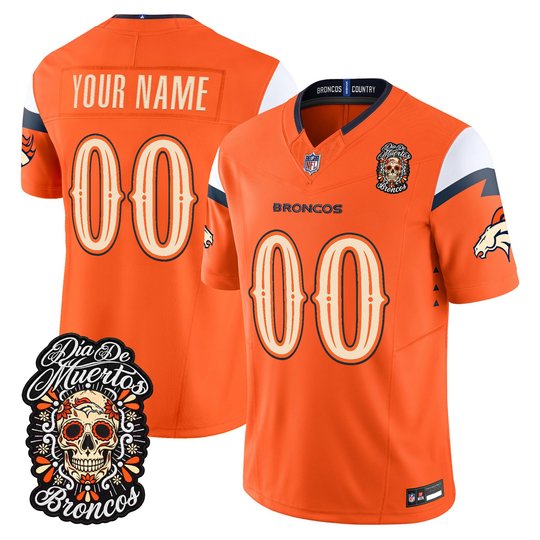 Denver Broncos Día de los Muertos Vapor Limited Custom Jersey - All Stitched
